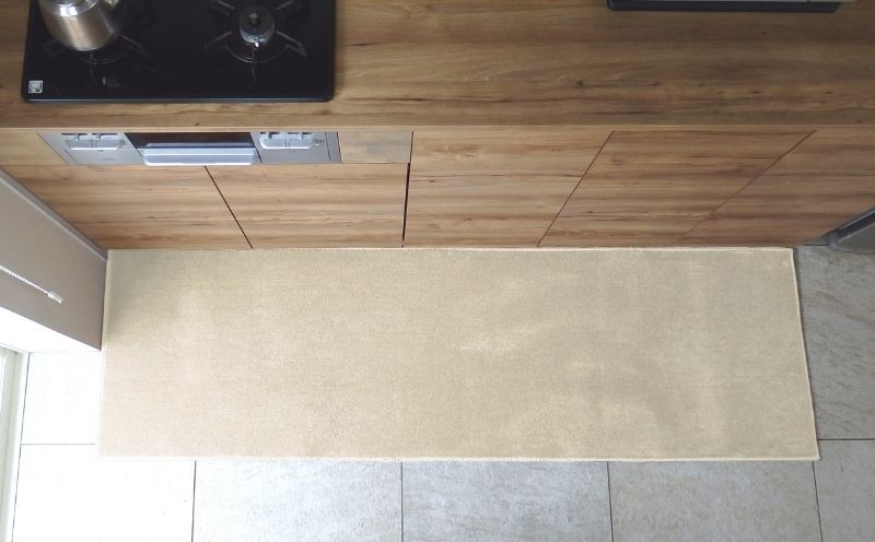 北欧風キッチンマット ラグマットタイプ 65×240cm ノーマル型 アッシュベージュ 抗菌防臭 SEK 織人しきもの屋工房