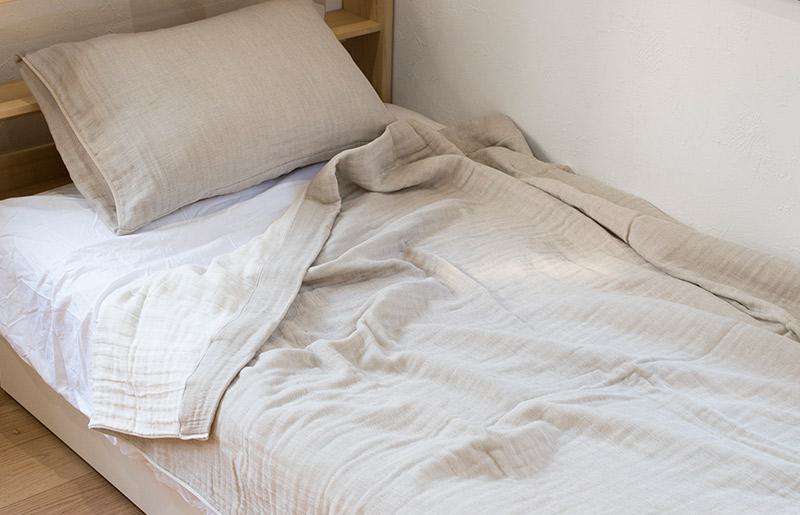 sasara 4重ガーゼケット+ピローカバーセット（ナチュラル）