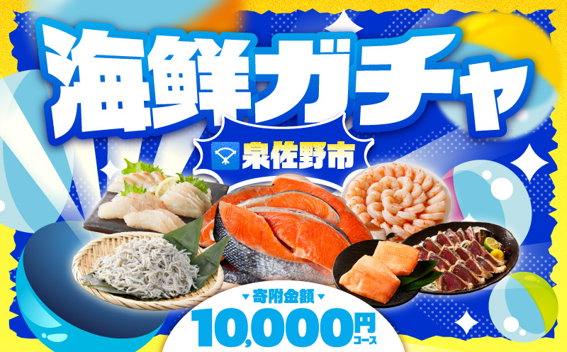 【期間限定】泉佐野 海鮮ガチャ（寄附10,000円コース）【海鮮 えび 鮭 サーモン しらす 刺身 普段使い お楽しみ 翌月以降 大阪 泉佐野 大阪府 泉佐野市】
