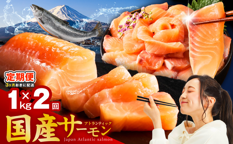 【分けて届く定期便】国産アトランティックサーモン 1kg ポーション【小分け 真空パック 訳あり サイズ不揃い 刺身 海鮮丼 さーもん 鮭 さけ シャケ しゃけ 冷凍 全2回 大阪 泉佐野 大阪府 泉佐野市】