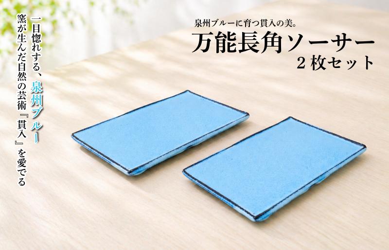 泉州ブルーに育つ貫入の美。万能長角ソーサー（2枚セット）