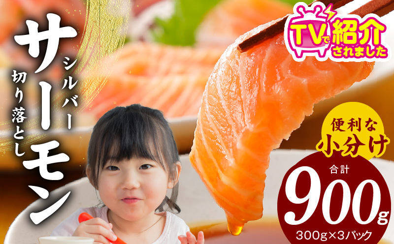 【TVで紹介！】サーモン 切り落とし 900g【小分け 300g×3 刺身 海鮮丼 サラダ カルパッチョ さーもん 訳あり サイズ不揃い 時短 簡単調理 冷凍】