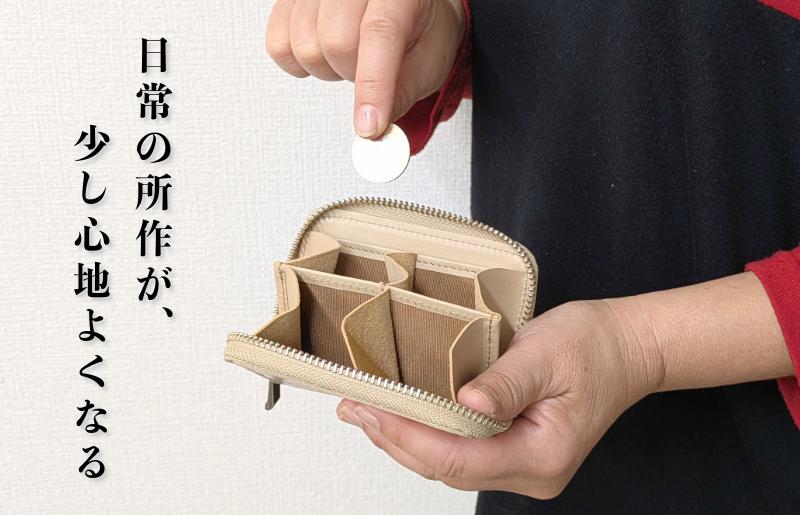 板谷革工房 本革小銭入れ「整然の手仕事」〈4仕切り・小銭整理〉（ベージュ）