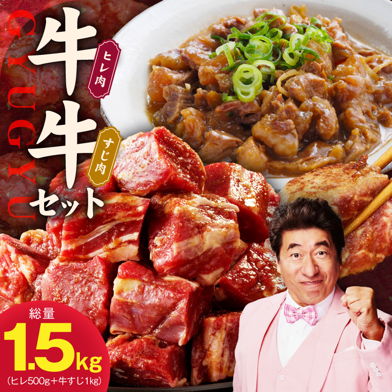 【氷温熟成×特製ダレ】牛ヒレ 500g＋牛すじ肉 1kg 総量1.5kg【味付き 訳あり サイズ不揃い 小分け 冷凍 SDGs フードロス カレー 煮込みに】
