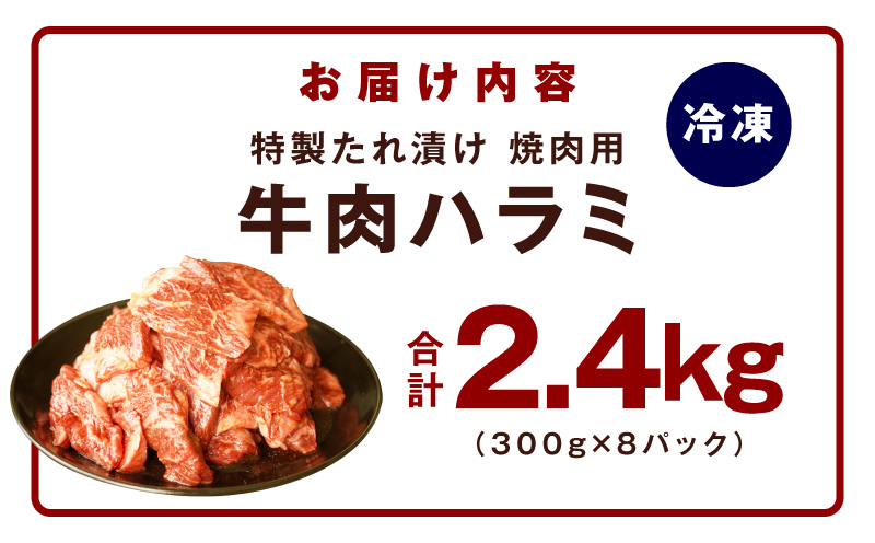 【氷温熟成×特製ダレ】牛肉 ハラミ 2.4kg（300g×8P）