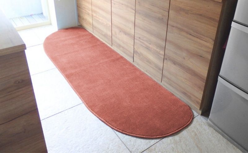 北欧風キッチンマット ラグマットタイプ 65×225cm ゆりかご型 ライトマホガニー 抗菌防臭 SEK 織人しきもの屋工房