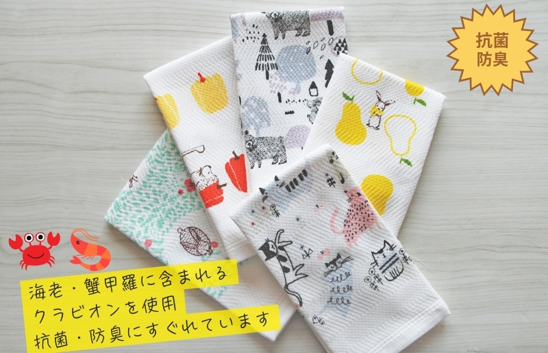 抗菌防臭！ふきぴか キッチンタオル 5枚セット 【ギフト仕様 デザインおまかせ】