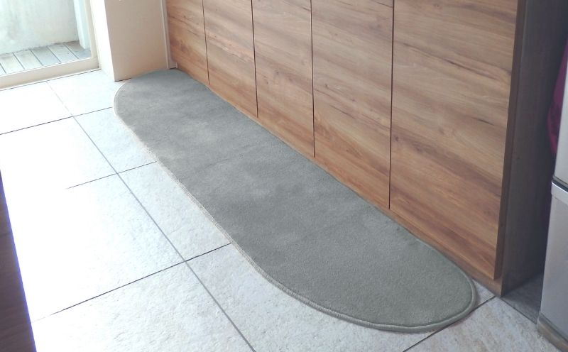 北欧風キッチンマット ラグマットタイプ 45×255cm ゆりかご型 シルバーグレー 抗菌防臭 SEK 織人しきもの屋工房