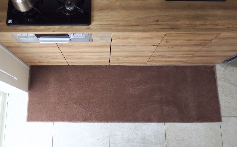 北欧風キッチンマット ラグマットタイプ 65×225cm ノーマル型 ココア 抗菌防臭 SEK 織人しきもの屋工房