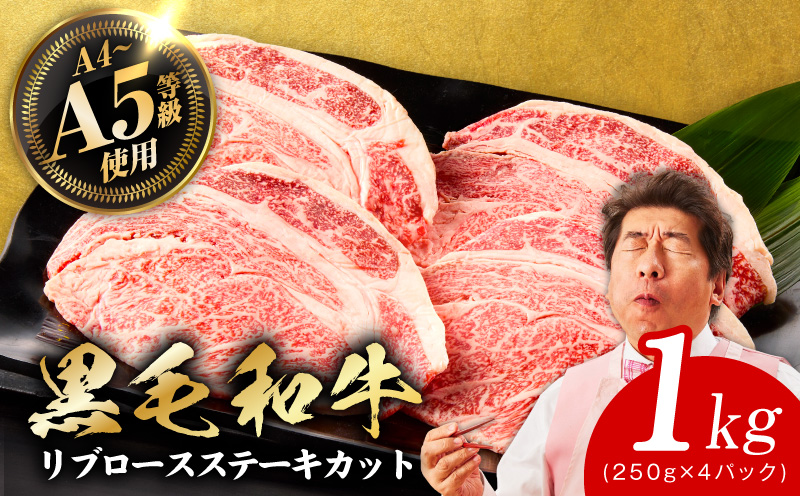 A5/A4ランク 黒毛和牛 リブロースステーキカット 合計1kg（250g×4P） + 圧倒的企業努力 サーロインステーキ 250g【極味付け肉】
