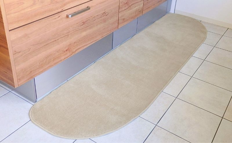 北欧風キッチンマット ラグマットタイプ 65×225cm ゆりかご型 アッシュベージュ 抗菌防臭 SEK 織人しきもの屋工房