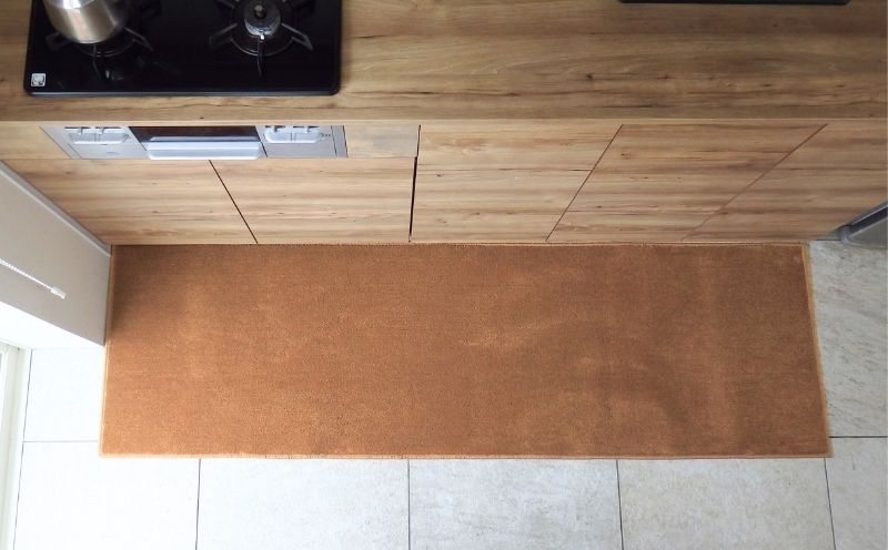 北欧風キッチンマット ラグマットタイプ 65×240cm ノーマル型 オーカー 抗菌防臭 SEK 織人しきもの屋工房