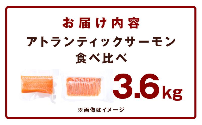 アトランティックサーモン 食べ比べ 合計3.6kg（スライス2kg／柵 1.6kg）