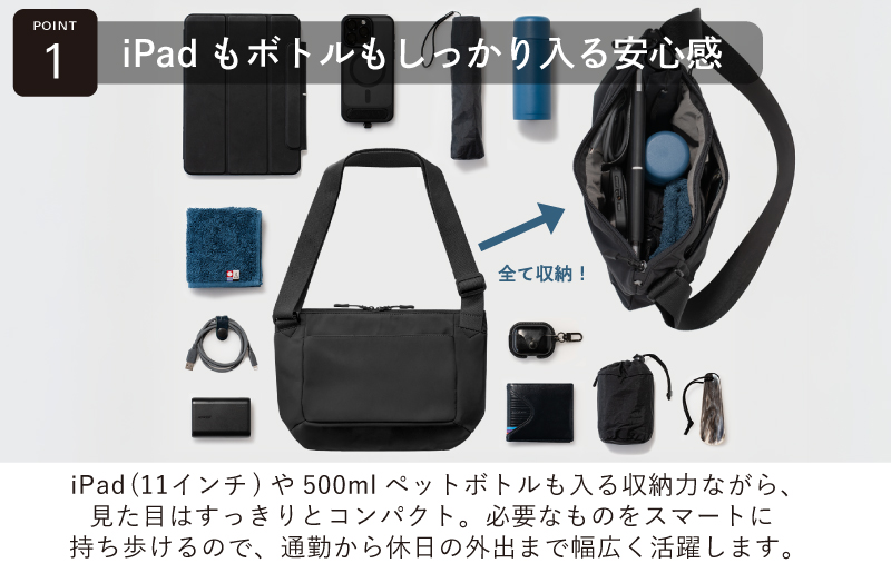 【スピード発送】ちょうどいいスリングバッグ ブラック【超軽量 サコッシュ ショルダーバッグ サブバッグ かばん 鞄】