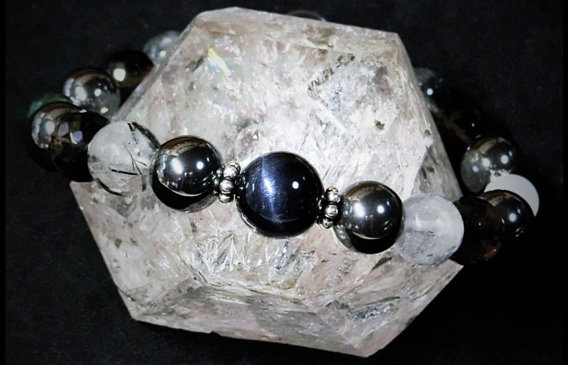 天然石ブレスレット 「戦う戦士たちへ」ブラック