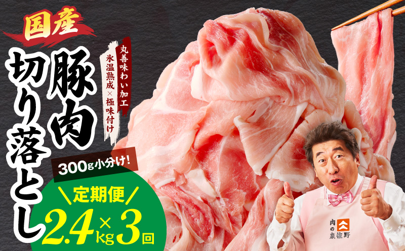 【定期便】国産 豚肉 切り落とし 2.4kg×全3回【氷温熟成×極味付け 小分け 300g×8P ぶたにく 普段使い 野菜炒め 毎月配送コース】
