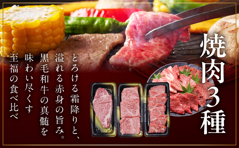 【お中元対応】特選黒毛和牛 お肉の贈り物 焼肉 3種 360g 化粧箱入り【氷温熟成×極味付け 食べ比べ 牛肉 ギフト プレゼント 贈り物 大阪 泉佐野 大阪府 泉佐野市】