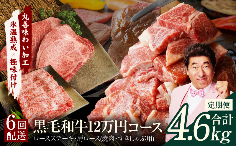 黒毛和牛 定期便 全6回 （ステーキ／焼肉／すき焼き・しゃぶしゃぶ） 12万円コース 丸善味わい加工【毎月配送コース】