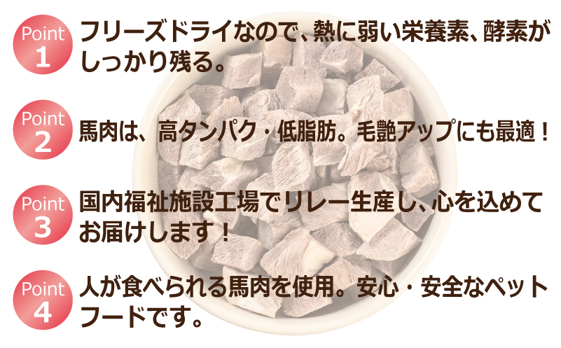 ALOHAS 馬肉フリーズドライ 犬猫用おやつ 定期便 全3回【犬猫用 国産 無添加 無着色 高タンパク 低脂肪 ドッグフード キャットフード 毎月配送コース】