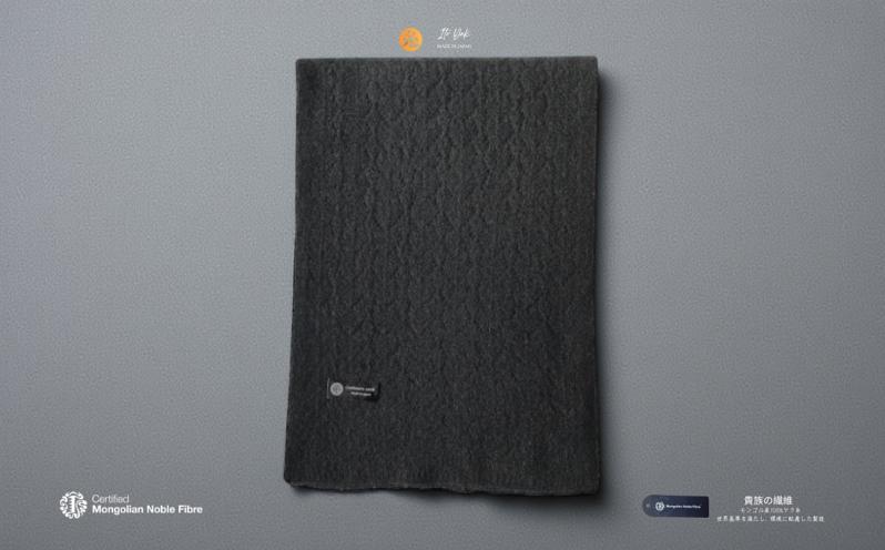 『Noble Fibre』100％ヤク・マフラー メッシュ ブラック【高級 おしゃれ ファッション カシミア より暖かい 防寒】