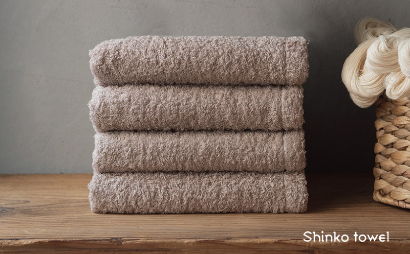 【TVで紹介！】おぅ！え〜やん フェイスタオル（ブラウン）4枚【泉州タオル 国産 吸水 普段使い 無地 シンプル 日用品 家族 ファミリー】