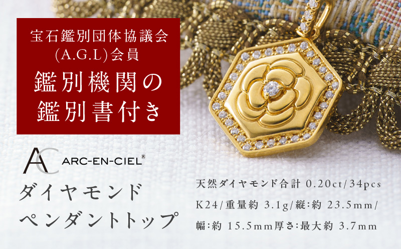 【高島屋選定品】純金(K24) ダイヤモンド ペンダントトップ (ダイヤ合計0.20ct)