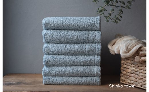 【TVで紹介！】おぅ！え〜やん フェイスタオル（ブルー）6枚【泉州タオル 国産 吸水 普段使い 無地 シンプル 日用品 家族 ファミリー】