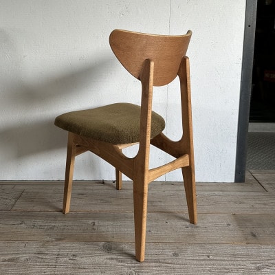 Karl Dining Chair モケット クリンプカーキ ミディアムブラウンフレーム【SWOF】【1551626】