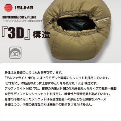 イスカ《シュラフ寝袋》アルファライト NEO 300　ブラウン　登山やアウトドア用。【ISKOT】【1739517】