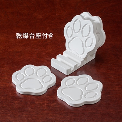 珪藻土では無い新素材　木材の様な新感覚　肉球型吸水コースター【1382740】