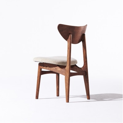 Karl Dining Chair モケット クリンプベージュ ダークブラウンフレーム【SWOF】【1487558】