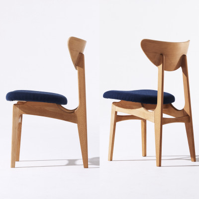 Karl Dining Chair ヘリンボーン ネイビー ナチュラルフレーム【SWOF】【1487596】