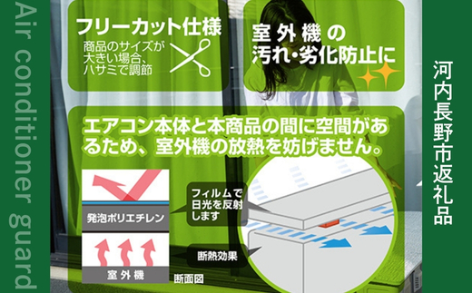 アルミエアコンガード 3セット YAMAZEN 瞬間設置アルミエアコンガード マグネット付コンパクト YMAG-8439 ｜ アルミ エアコン ガード カバー 節電 節約 省エネ 簡単 設置簡単 工具不要 マグネット式 フリーカット仕様 汚れ防止 劣化防止