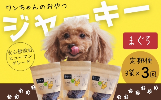 【定期便　毎月お届け３か月】ワンちゃんのおやつ まぐろジャーキー 3袋セット ｜ こぐま商店 河内長野 ペットフード ドッグフード ジャーキー 小型犬 中型犬 大型犬 犬用 いぬ ペット