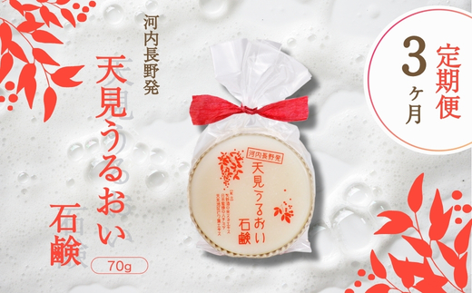 【定期便　毎月お届け３か月】天見うるおい石鹸 70g ｜ せっけん 洗顔 ソープ 固形 石けん ビワの葉 はちみつ 米ぬかエキス 泡立ち クリーミー 保湿 しっとり 手作り 個包装 ギフト
