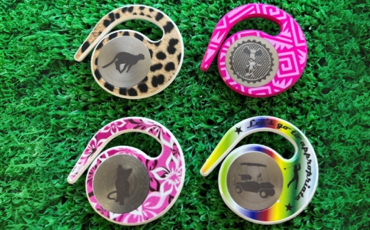 ゴルフマーカー(ハングマーカー)　４つセット　ホワイトフラワー　レオパード　ニーケーピンク　レインボー　ゴルフマーカー ゴルフ 父の日 母の日 ギフト プレゼント 実用的 ゴルフ好き 小物 コンペ 賞品 景品 祝い Present Gift