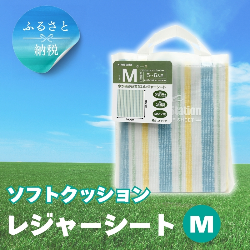 ソフトクッションレジャーシート M ストライプ (Q1127) ピクニック アウトドア キャンプ 河内長野