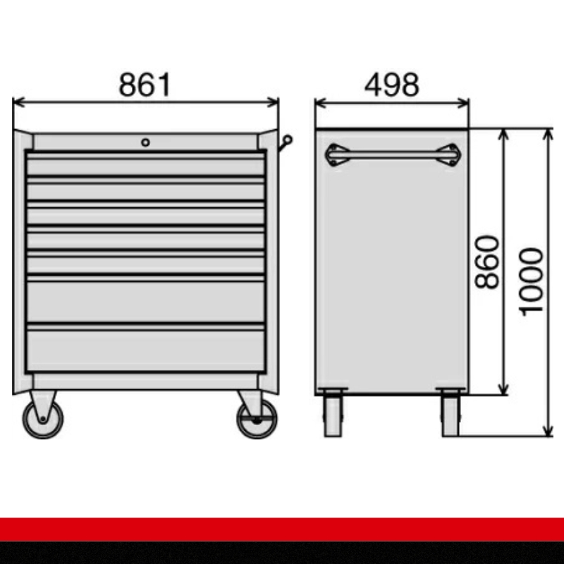 TONE トネ ワイドローラーキャビネット WSW207R　工具　TONE　トネ｜工具 整備士 自動車 バイク DIY 日本製 メンテナンス 15001-30025222