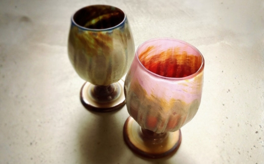 Ceramica Stripes Tulip セラミカストライプチューリップ（ハレの日のペアグラス）＜カラー：青＆ピンク＞ こだわりの逸品 地域特産品 ギフト 自分用 人気 おすすめ