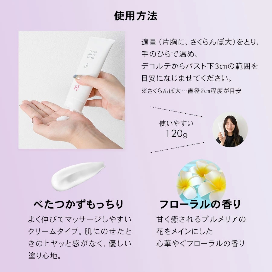 【定期便　毎月お届け3か月】インナーベースクリームPF 120g 下着の下地クリーム | バストアップ ヒップアップ ヒップ バストクリーム 保湿 乾燥 ボディークリーム ボディクリーム 乾燥肌 バストケアクリーム フェムテック バストケア フェムケア 保湿クリーム クリーム 保湿剤