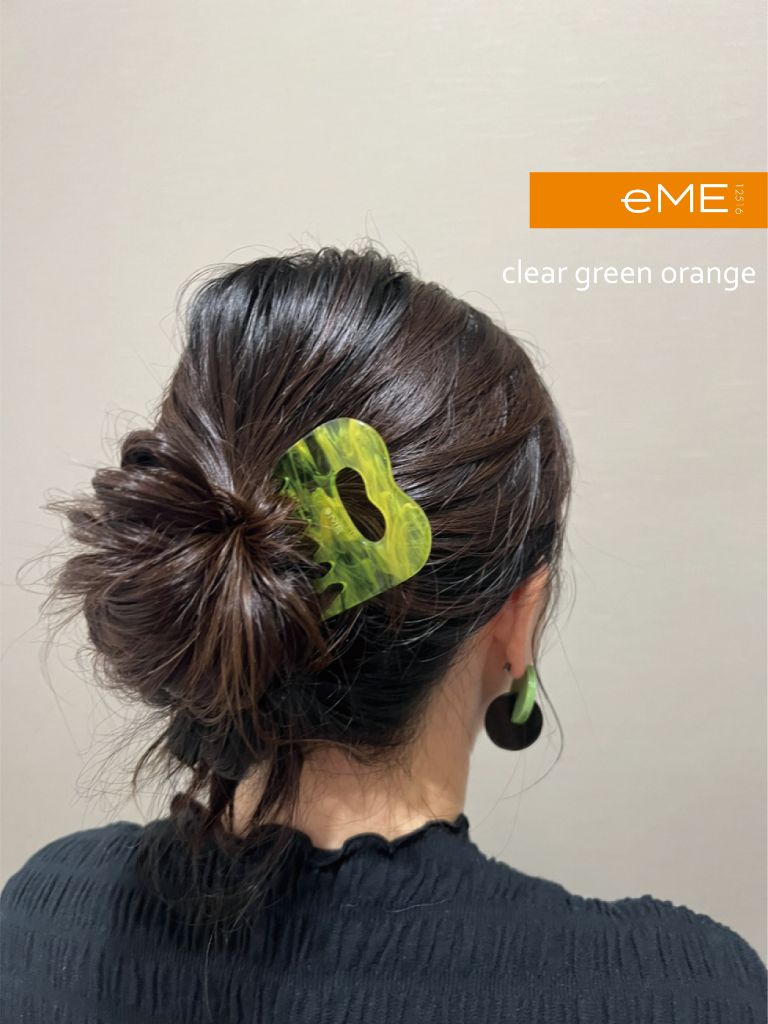 アクリル製 ヘアコーム clear green orange（クリアグリーンオレンジ） ヘアアクセサリー eME　tayu