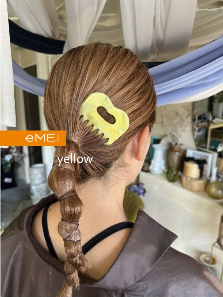 アクリル製 ヘアコーム yellow（イエロー） ヘアアクセサリー eME　tayu