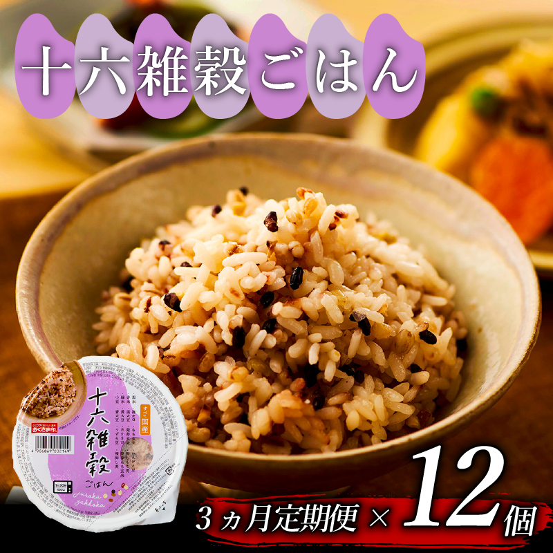 定期便 3回 十六雑穀 ごはんパック 160g 12個 パックごはん パックご飯 ごはんパック ご飯パック パックライス パック 16雑穀 雑穀 米 ごはん ご飯 こめ ライス 備蓄 保存 防災 レンジ 調理 簡単 レンチン 温めるだけ 健康 ダイエット 美容 栄養 ヘルシー 国産 12 12食 レトルト インスタント おいしい 人気 おすすめ おくさま印 大阪 松原