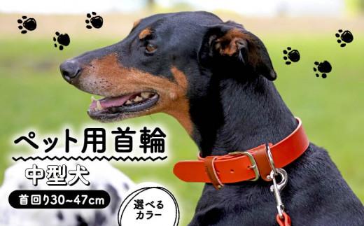 ペット用首輪 中型犬用 XLサイズ オレンジ 首回り39-47cm ペット 犬 愛犬 ワンちゃん 中型犬 首輪 リード 本革 レザー 牛革 牛 散歩 さんぽ ウォーキング 健康 おしゃれ 消耗品 大阪府 松原市