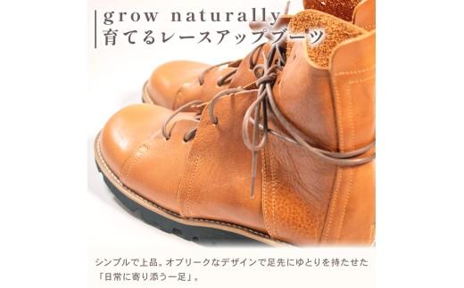 レディース レースアップ ブーツ キャメル 23.5cm カジュアル 革靴 栃木レザー grow naturally GN-710