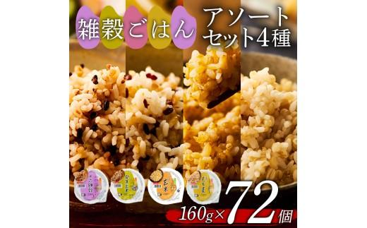 雑穀ごはん アソートセット 4種 160g 72個 十六雑穀 発芽玄米 玄米 もち麦 パックごはん パックご飯 ごはんパック ご飯パック パックライス パック 16雑穀 雑穀 米 ごはん ご飯 こめ ライス 備蓄 保存 防災 レンジ 温めるだけ レンチン 簡単 調理 健康 栄養 ダイエット 美容 レトルト インスタント 国産 セット 人気 おいしい 72 72食 おくさま印 大阪 松原