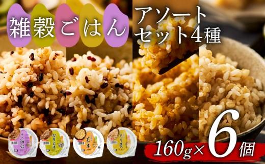 雑穀ごはん アソートセット 4種 160g 6個 十六雑穀 発芽玄米 玄米 もち麦 パックごはん パックご飯 ごはんパック ご飯パック パックライス パック 16雑穀 雑穀 米 ごはん ご飯 こめ ライス 備蓄 保存 防災 レンジ 温めるだけ レンチン 簡単 調理 健康 栄養 ダイエット 美容 レトルト インスタント 国産 セット 人気 おいしい 6 6食 おくさま印 大阪 松原