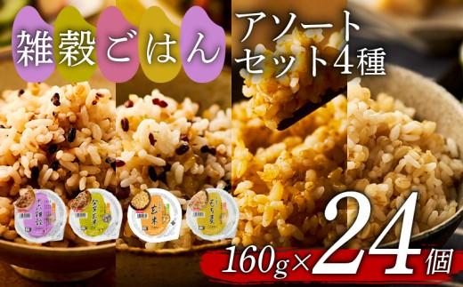 雑穀ごはん アソートセット 4種 160g 24個 十六雑穀 発芽玄米 玄米 もち麦 パックごはん パックご飯 ごはんパック ご飯パック パックライス パック 16雑穀 雑穀 米 ごはん ご飯 こめ ライス 備蓄 保存 防災 レンジ 温めるだけ レンチン 簡単 調理 健康 栄養 ダイエット 美容 レトルト インスタント 国産 セット 人気 おいしい 24 24食 おくさま印 大阪 松原