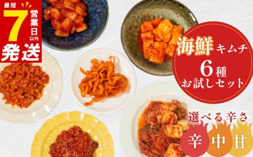 中辛 キムチ 6種 詰め合わせ 食べ比べ 小分け 白菜 長芋 たこ するめ チャンジャ らっきょ アソート バラエティーセット ごはんのお供 ピリ辛 お米 ごはん ビール 酒 おつまみ 漬物 いか 昆布 国産 りんご 桃 果物 魚 海鮮 野菜 BBQ 焼肉 惣菜 キムチ鍋 キムチチャーハン お試し 大阪府 松原市