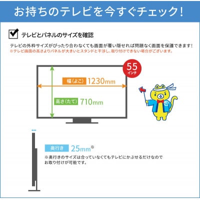 大阪府和泉市　有機ELテレビ55インチ用　テレビ画面保護パネル　クリアタイプ　テレビガード【1669373】